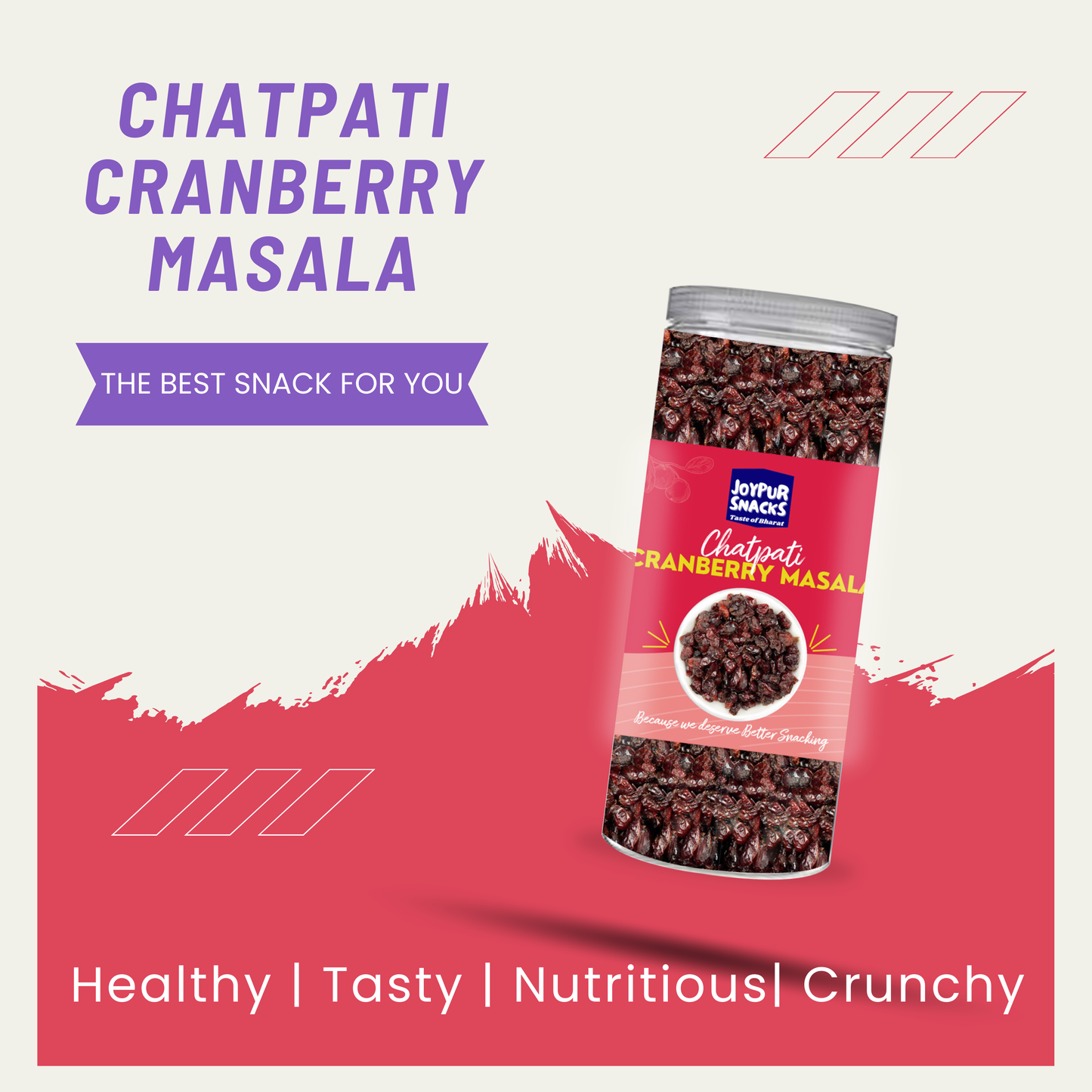 Joypur Snacks Chatpati Cranberry Masala | Tangy, Spicy, & Sweet | Healthy Snack with Real Cranberries | 100g