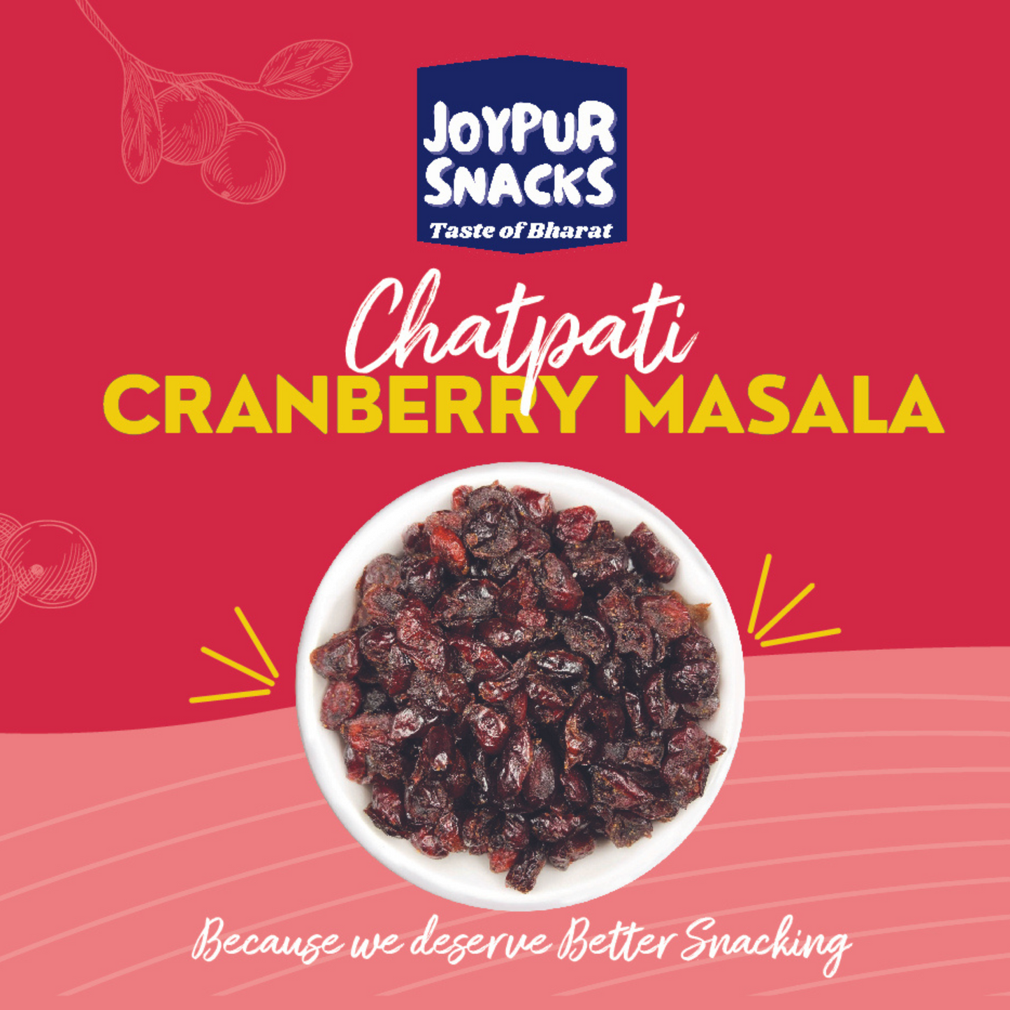 Joypur Snacks Chatpati Cranberry Masala | Tangy, Spicy, & Sweet | Healthy Snack with Real Cranberries | 100g