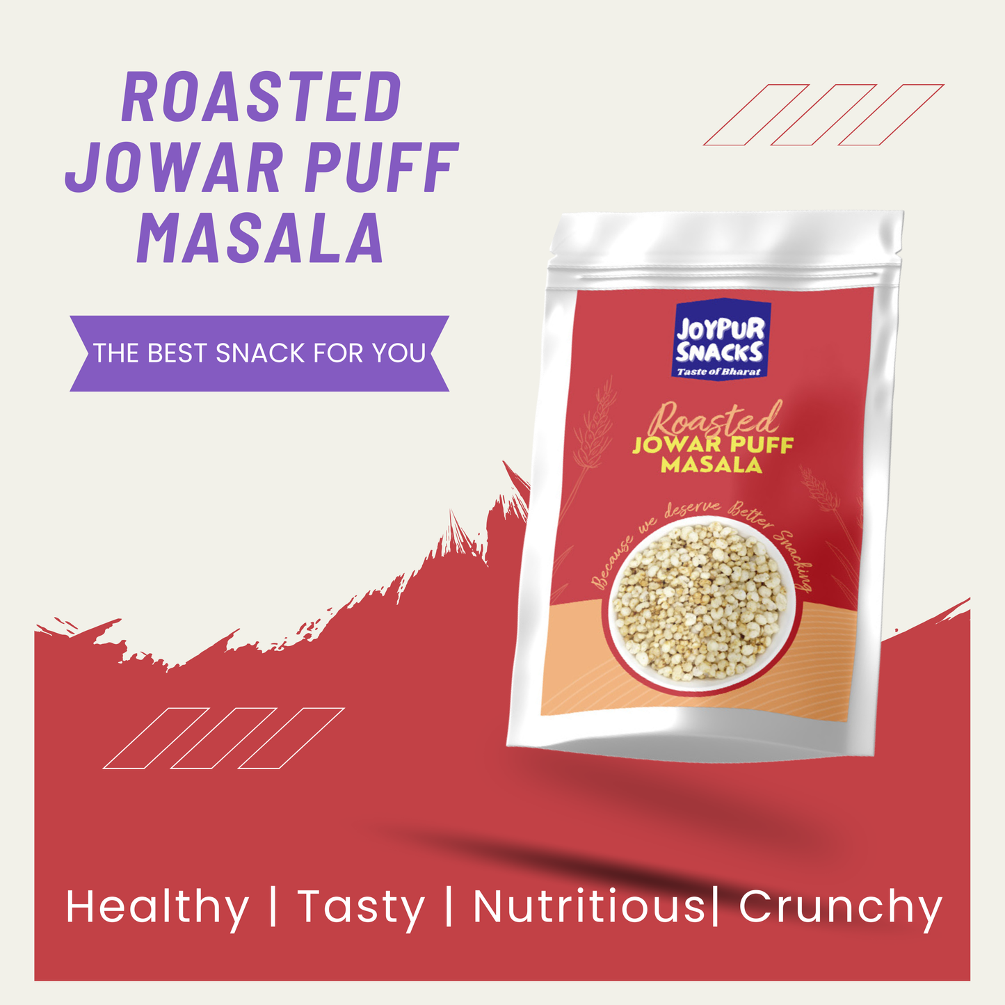 Joypur Snacks Roasted Jowar Puff Masala | Crunchy, Spicy, & Healthy Snack | High Fiber | Gluten-Free | 100g