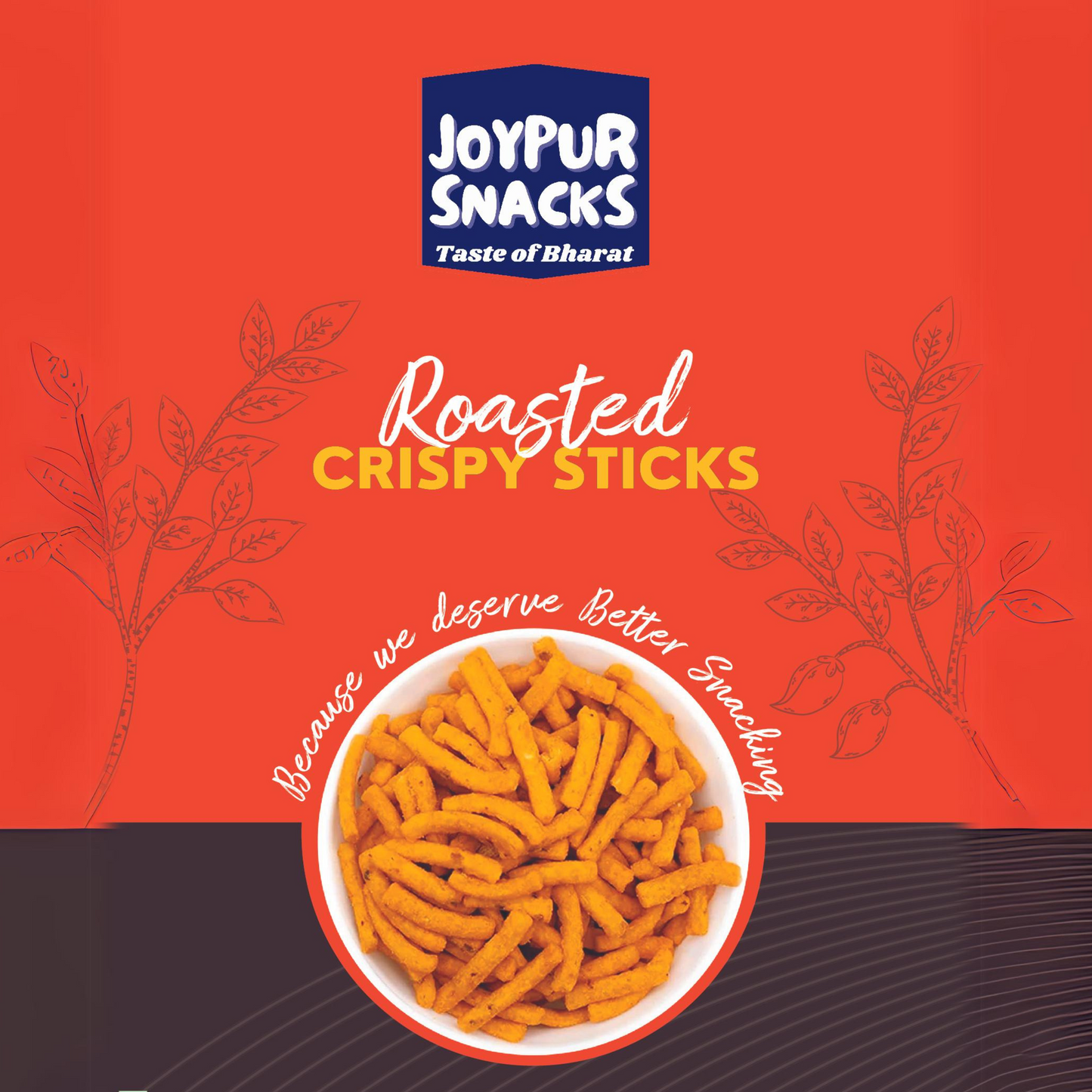 Joypur Snacks Roasted Crispy Sticks | Crunchy, Masala Baked Snack | Healthy & Guilt-Free | No Maida | Tea Time Munching | 100g