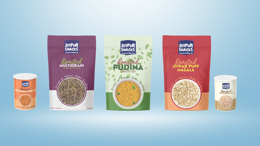 Joypur Snacks Healthy Delight Combo – Chana Dal Chips (80g), Jowar Puff Masala (100g), Sprouted Multigrain Mix (200g), Roasted Soyabean (80g), Pudina Chana Dal (200g) | Wholesome & Guilt-Free Indian Snacks | High-Protein, Roasted, Non-Fried