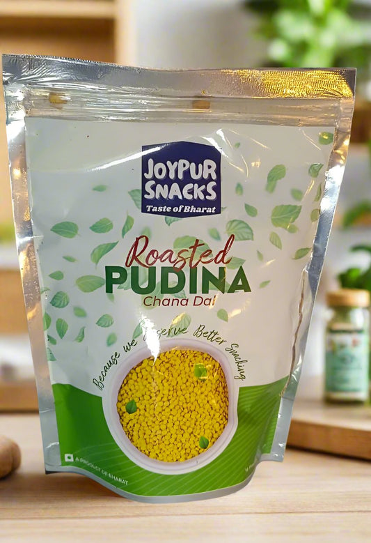 Joypur Snacks Roasted Pudina Chana Dal | Mint Flavored | High Protein | Healthy Crunchy Snack | No Frying | 200g