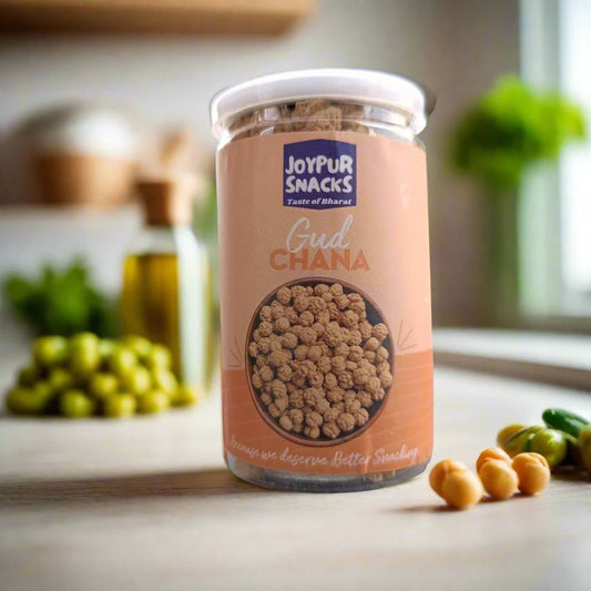 Joypur Snacks Roasted Gud Chana – 3 Pack Combo (100g Each) | Traditional Jaggery Chana | Sweet & Crunchy Protein Snack | Healthy & Tasty | Value Offer Pack