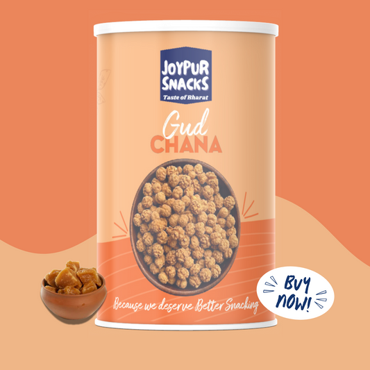 Joypur Snacks Gud Chana | Sweet & Crunchy Roasted Chana with Jaggery | High Protein & Fiber | Guilt-Free Snack | 90g