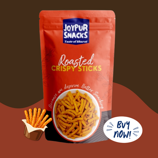 Joypur Snacks Roasted Crispy Sticks | Crunchy, Masala Baked Snack | Healthy & Guilt-Free | No Maida | Tea Time Munching  | 100g