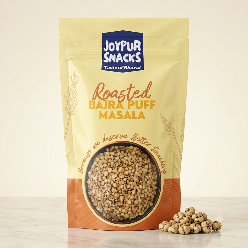Joypur Snacks Roasted Bajra Puff Masala | Crunchy, Spicy, & Healthy Snack | High Fiber | Gluten-Free | 100g