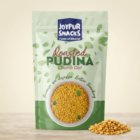 Joypur Snacks Roasted Pudina Chana Dal | Mint Flavored | High Protein | Healthy Crunchy Snack | No Frying | 200g