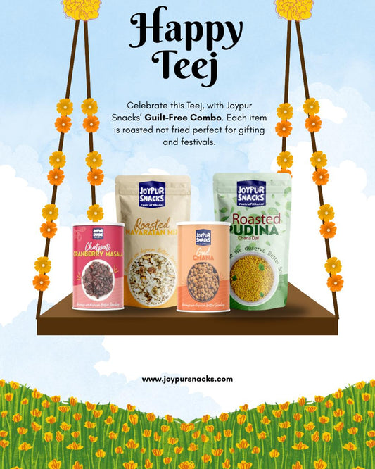 Combo 1: Joypur Snacks Teej Guilt-Free Delight | Festive Roasted Snack Gift Hamper | No Frying | 4-in-1 Combo | 440g