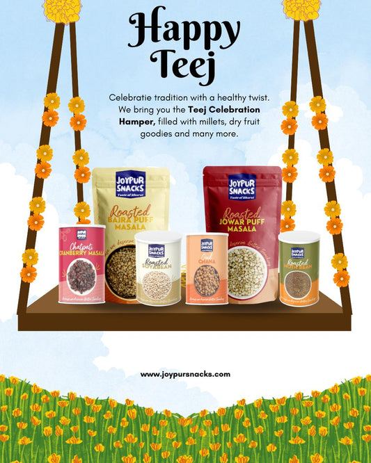 Combo 3: Joypur Snacks Teej Celebration Hamper | Premium Roasted Snack Gift | Millet-Based | 6-in-1 Combo | 700g