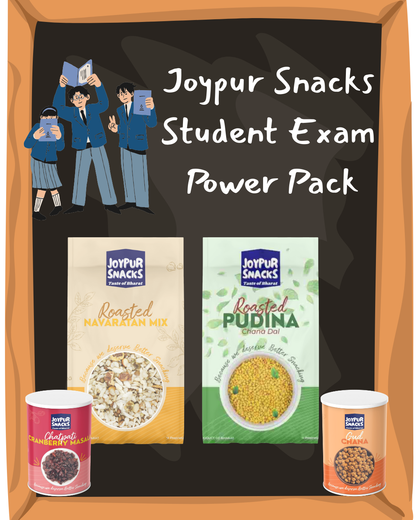 Combo 1: Joypur Snacks Student Exam Power Pack | Brain Fuel & Energy Booster | Roasted Healthy Snack Combo | 4-in-1 | 440g