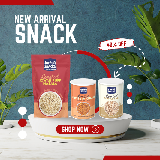 Joypur Snacks Fit Fuel Pack | High Protein Roasted Snacks Combo | Chana Chips + Soyabean + Jowar Puff | Healthy Diet Snacks | Guilt-Free, Crunchy & Non-Fried | Ideal for Gym, Office & Travel (Pack of 3)