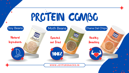 Joypur Snacks High Protein Roasted Combo – Chana Dal Chips, Soyabean & Moth Bean | Healthy & Guilt-Free